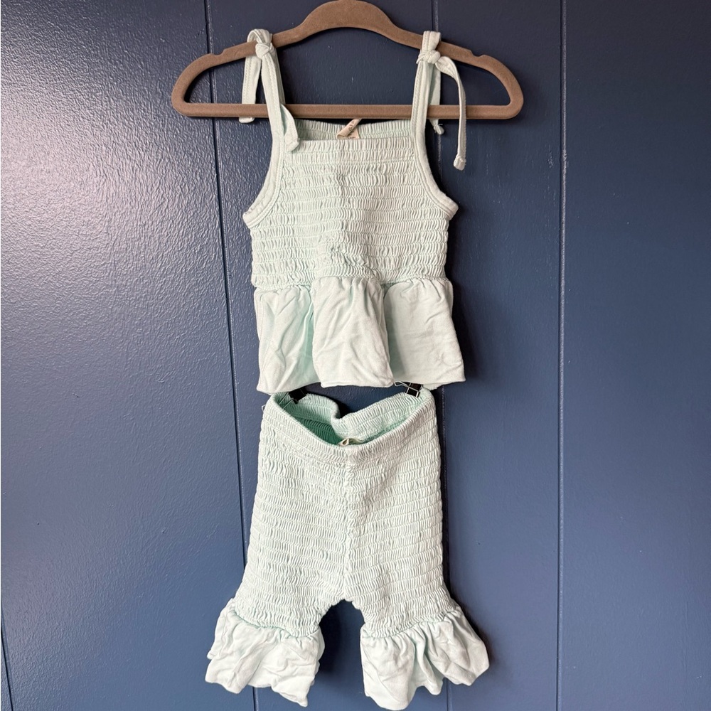 Baby Girl Light Blue Ruffle Bottom Set